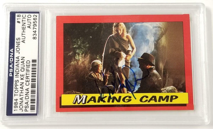 Jonathan Ke Quan signed 1984 Topps Indiana Jones #18 Making Camp card PSA/DNA