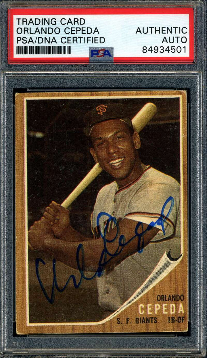Orlando Cepeda PSA DNA Coa Signed 1962 Topps Autograph