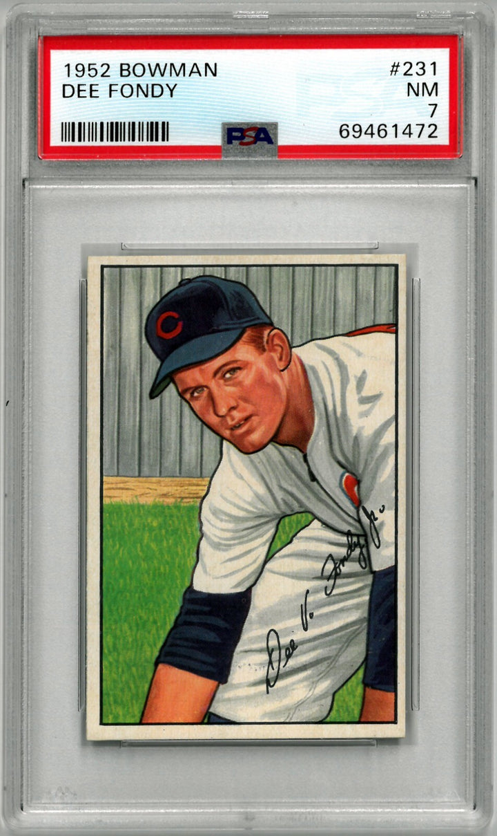 Dee Fondy 1952 Bowman Baseball Card #231- PSA Graded 7 NM (Chicago Cubs)