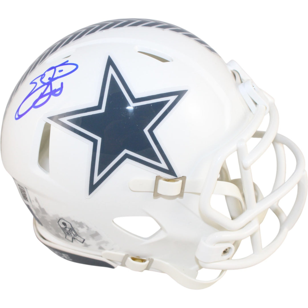 Emmitt Smith Autographed Dallas Cowboys 24 STS Mini Helmet Beckett Witness 51443