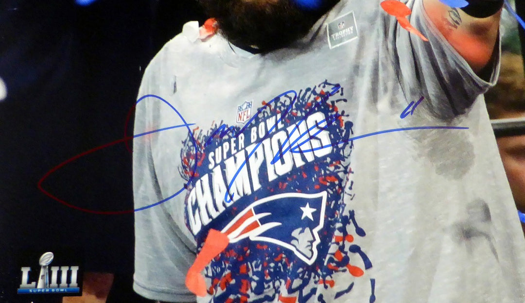 Julian Edelman Signed 16x20 Photo New England Patriots SB LIII Trophy Beckett