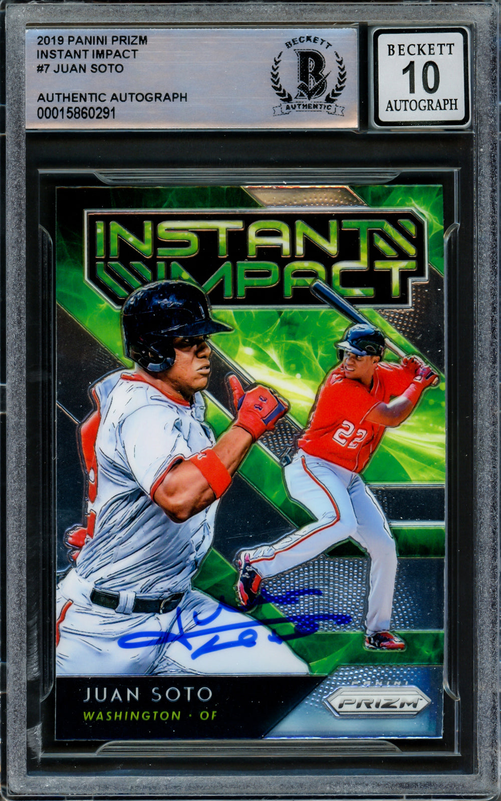 Juan Soto Autographed 2019 Panini Prizm Instant Impact Card Gem 10 Auto Beckett