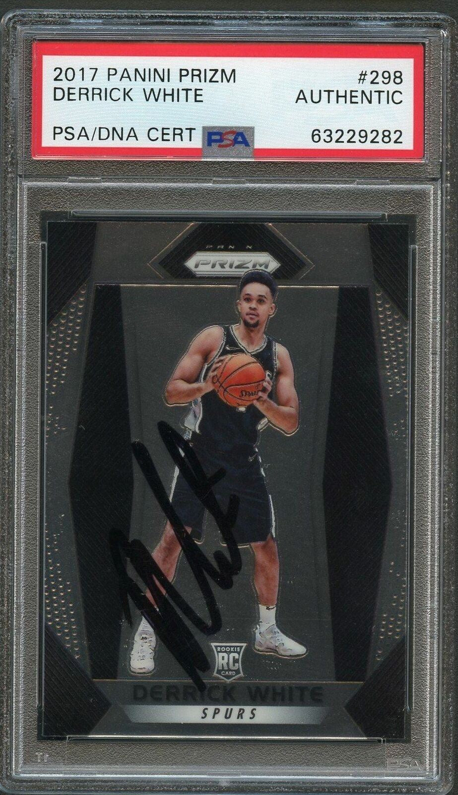 2017-18 Panini Prizm #298 Derrick White Signed Card AUTO PSA/DNA Slabbed Spurs R