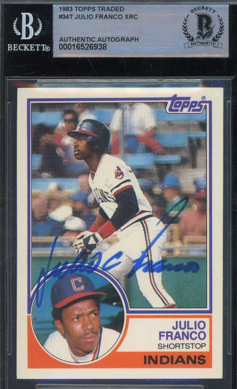 Julio Franco Beckett BAS Signed 1983 Topps Traded Rookie Autograph