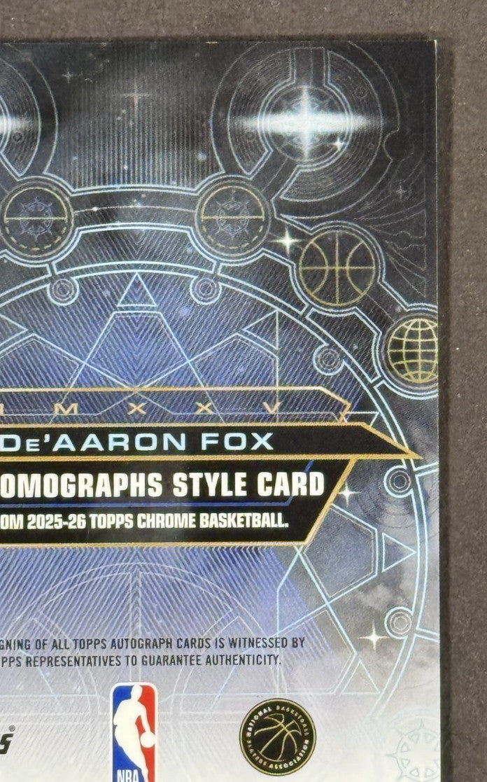 2025-26 Topps Chrome NBA De'Aaron Fox Chromographs Auto LE /99 SA Spurs