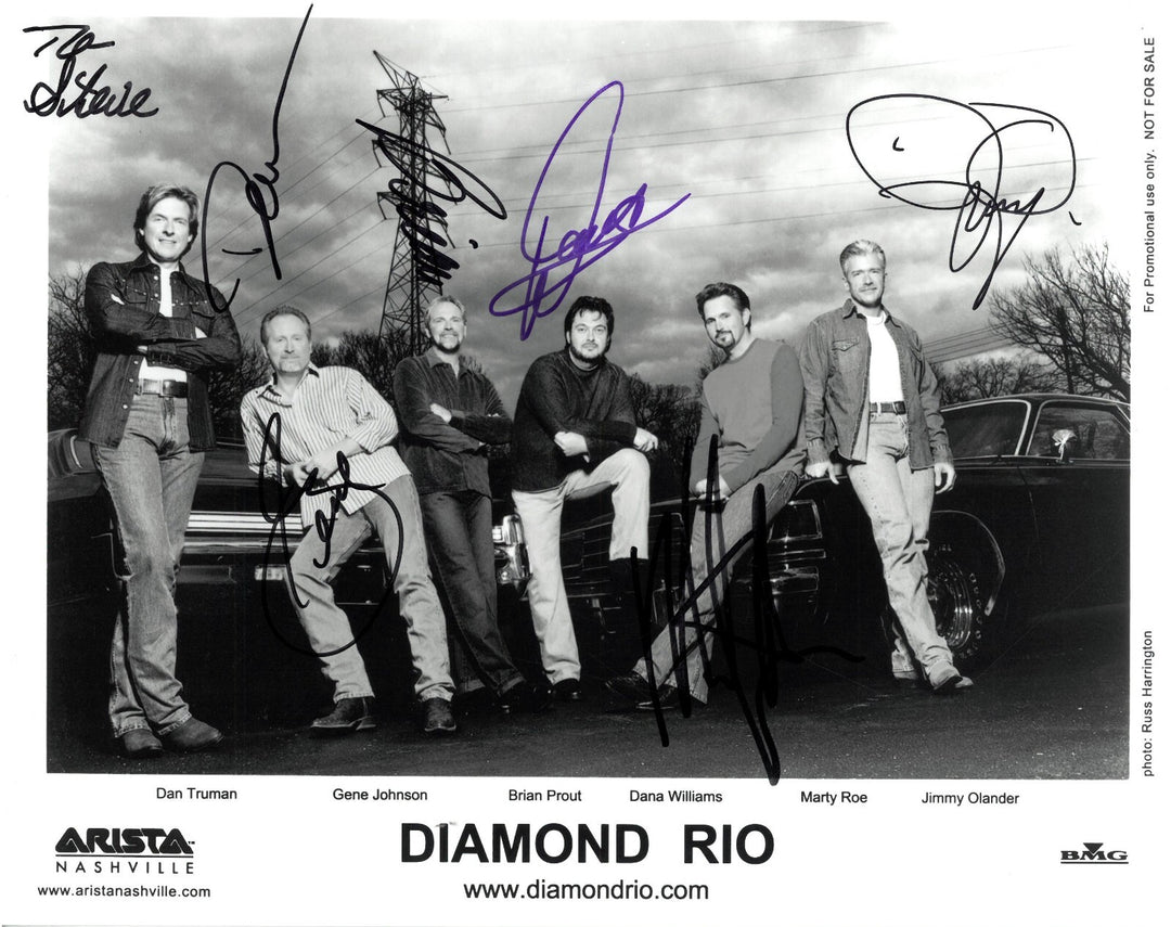 Diamond Rio Band signed Artisa/BMG B&W Promo 8x10 – 6 Sigs-To Steve – COA