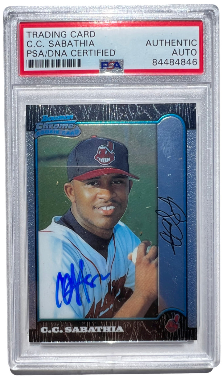 CC C.C. SABATHIA SIGNED 1999 BOWMAN CHROME #344 ROOKIE CARD RC PSA/DNA