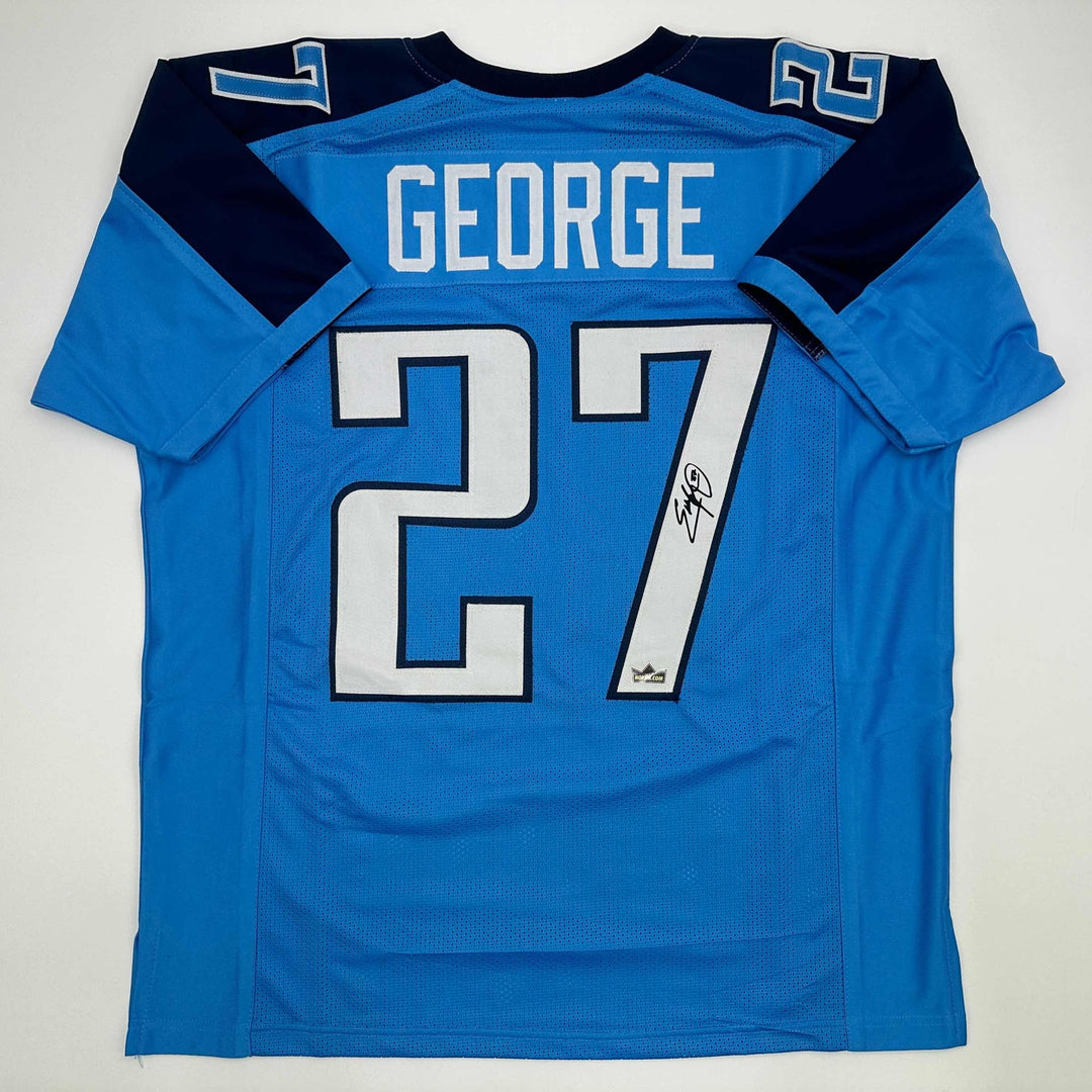 Facsimile Autographed Eddie George Tennessee Blue Reprint Jersey Size Men's XL