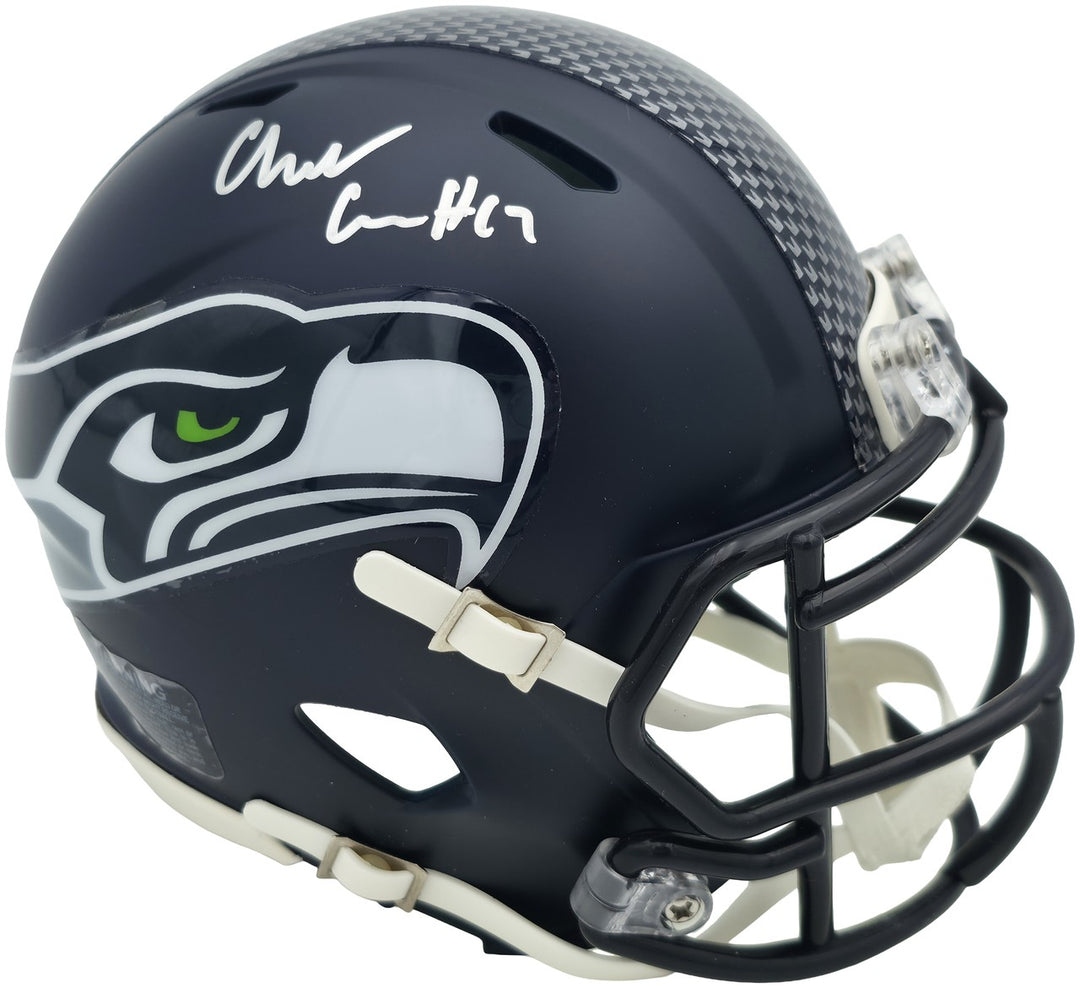 Charles Cross Auto Seahawks Blue SB LX Champions Logo Speed Mini Helmet MCS Holo