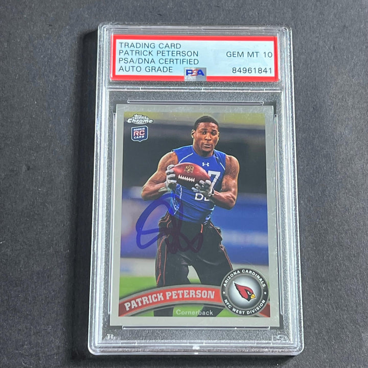 2011 Topps Chrome #211 Patrick Peterson Signed Card PSA Auto 10 Slabbed Cardinal