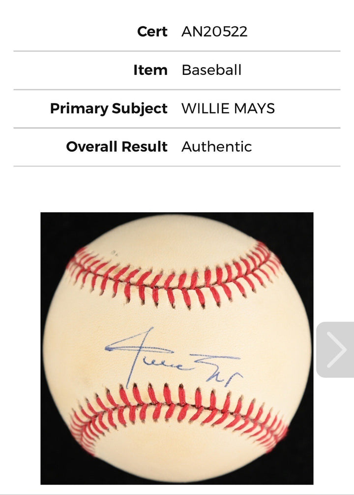 Willie Mays Signed Official NL Baseball NY SF Giants Clean Dark Auto PSA COA HOF