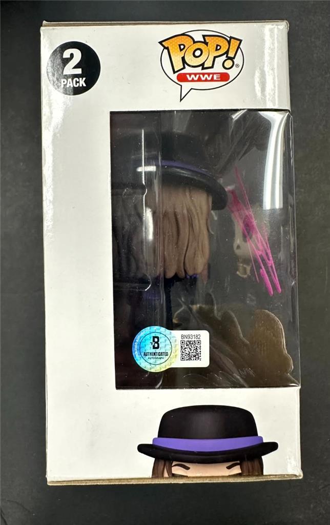 The Undertaker signed 2 Pack WWE Wrestling Funko Pop! Gamestop auto Beckett BAS