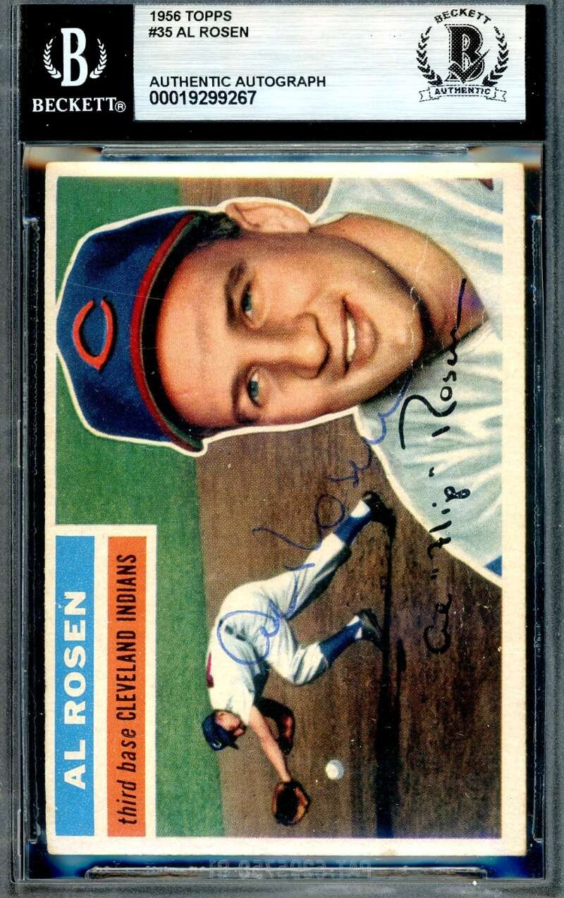 Al Rosen Beckett BAS Vintage Signed 1956 Topps Autograph