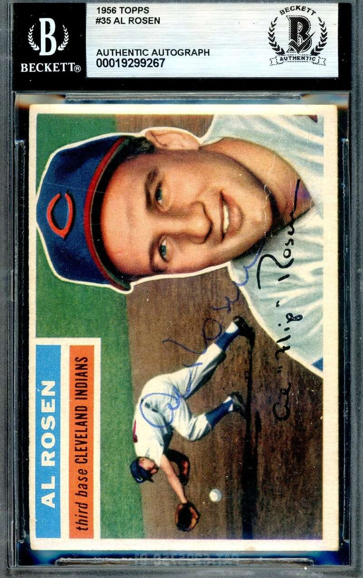 Al Rosen Beckett BAS Vintage Signed 1956 Topps Autograph