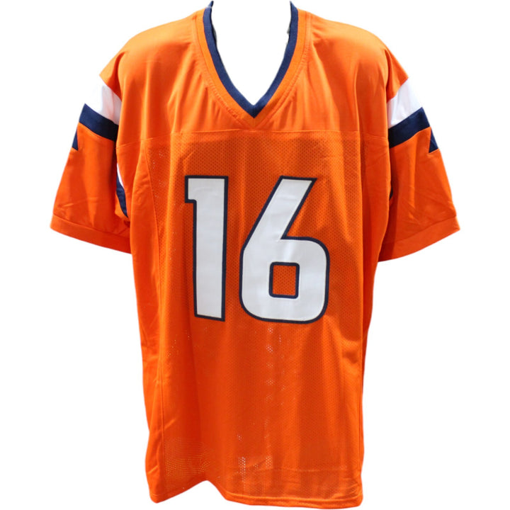 Troy Franklin Autographed/Signed Pro Style Orange XL Jersey Beckett 48423
