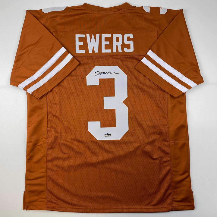 Facsimile Autographed Quinn Ewers Texas Orange Reprint Jersey Size Men's XL