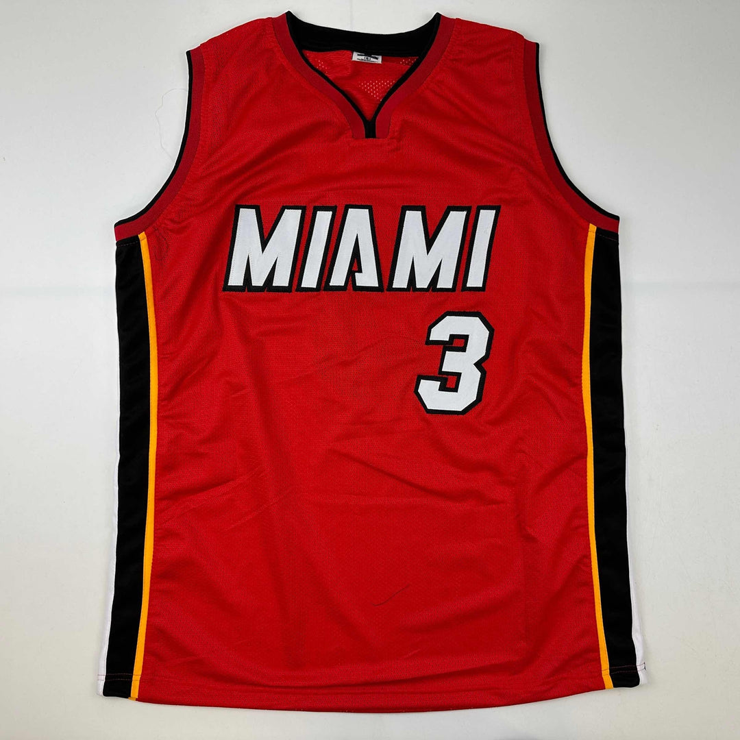 Facsimile Autographed Dwyane Wade Miami Red Reprint Jersey Size Men's XL