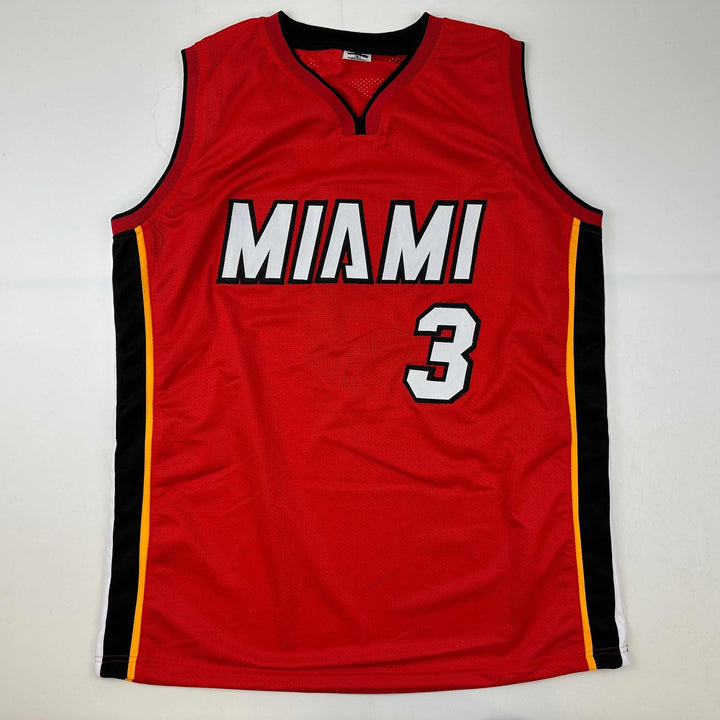 Facsimile Autographed Dwyane Wade Miami Red Reprint Jersey Size Men's XL