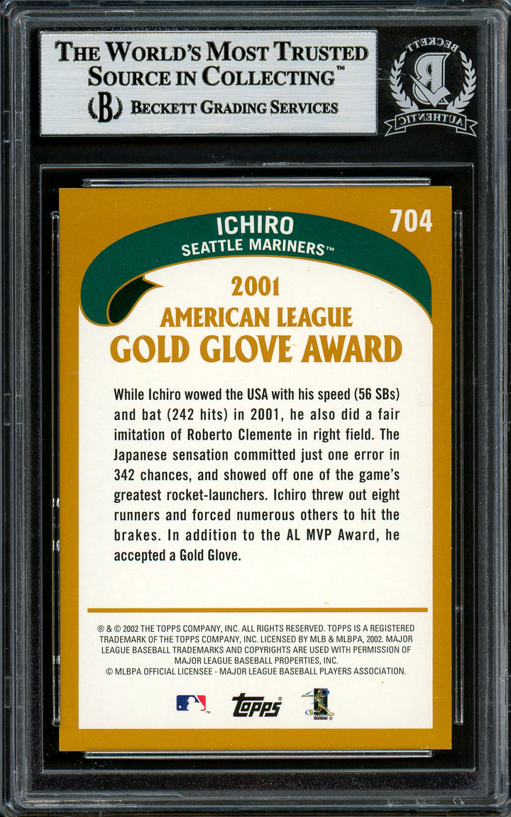 Ichiro Suzuki Autographed Signed 2002 Topps Card 704 Seattle Mariners Beckett