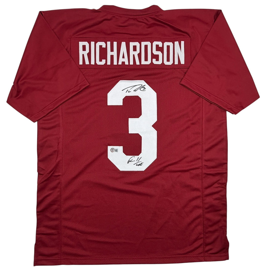 Autographed/Signed Trent Richardson Roll Tide Alabama Red Jersey Beckett BAS COA