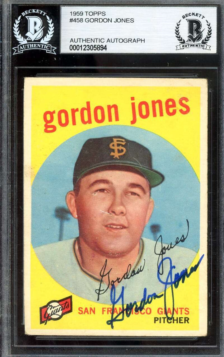 Gordon Jones Beckett BAS Signed 1959 Topps Autograph