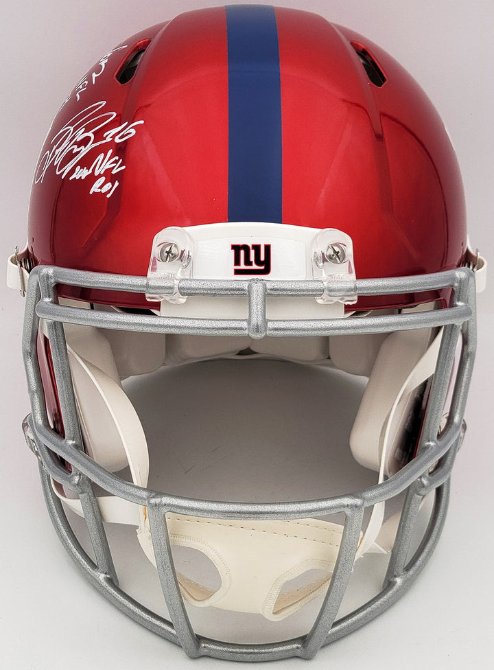 Lawrence Taylor Saquon Barkley Auto Giants Flash Red Full Auth Helmet ROY BAS