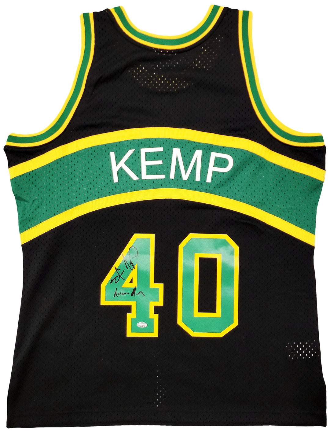 Sonics Shawn Kemp Auto Black AUTH Mitchell Ness HWCs Swingman Jersey L Reign Man