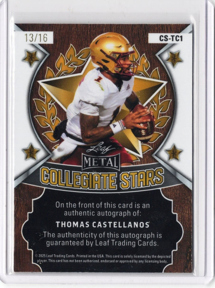 2025 Leaf Thomas Castellanos #CSTC1 Collegiate Stars Auto /16 RC Card