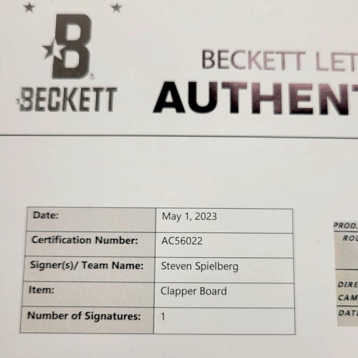 Steven Spielberg signed Director Clapboard autograph ~ Beckett BAS LOA