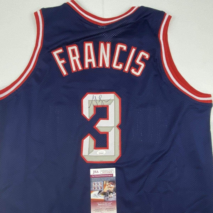 Autographed/Signed STEVE FRANCIS Houston Blue Jersey JSA COA Auto