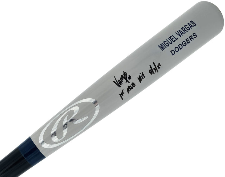 Miguel Vargas Auto Gray Rawlings Game Model Bat Dodgers 1st MLB Hit BAS