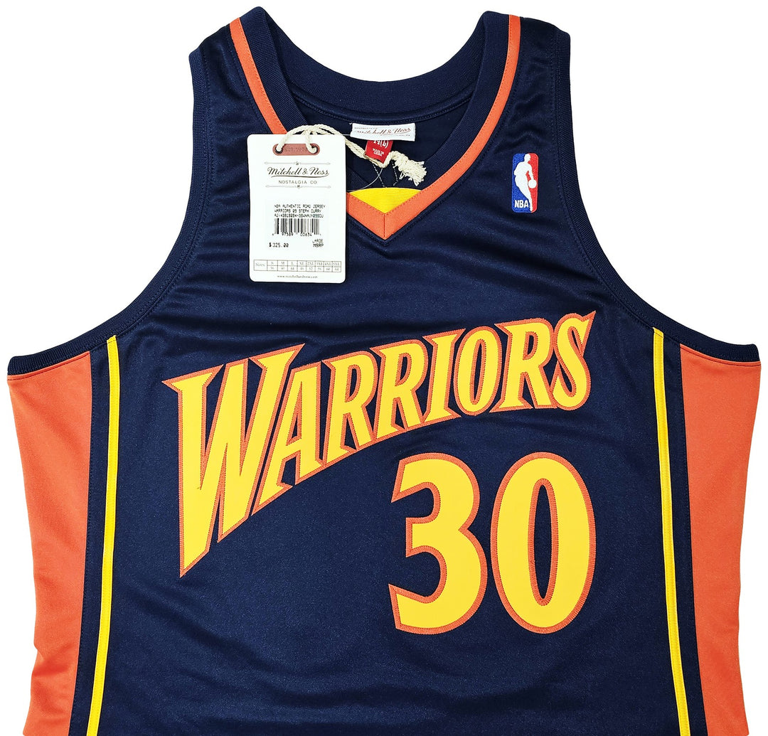 Stephen Curry Auto Blue AUTH Mitchell Ness 09-10 Warriors Rookie Jersey 44 L JSA
