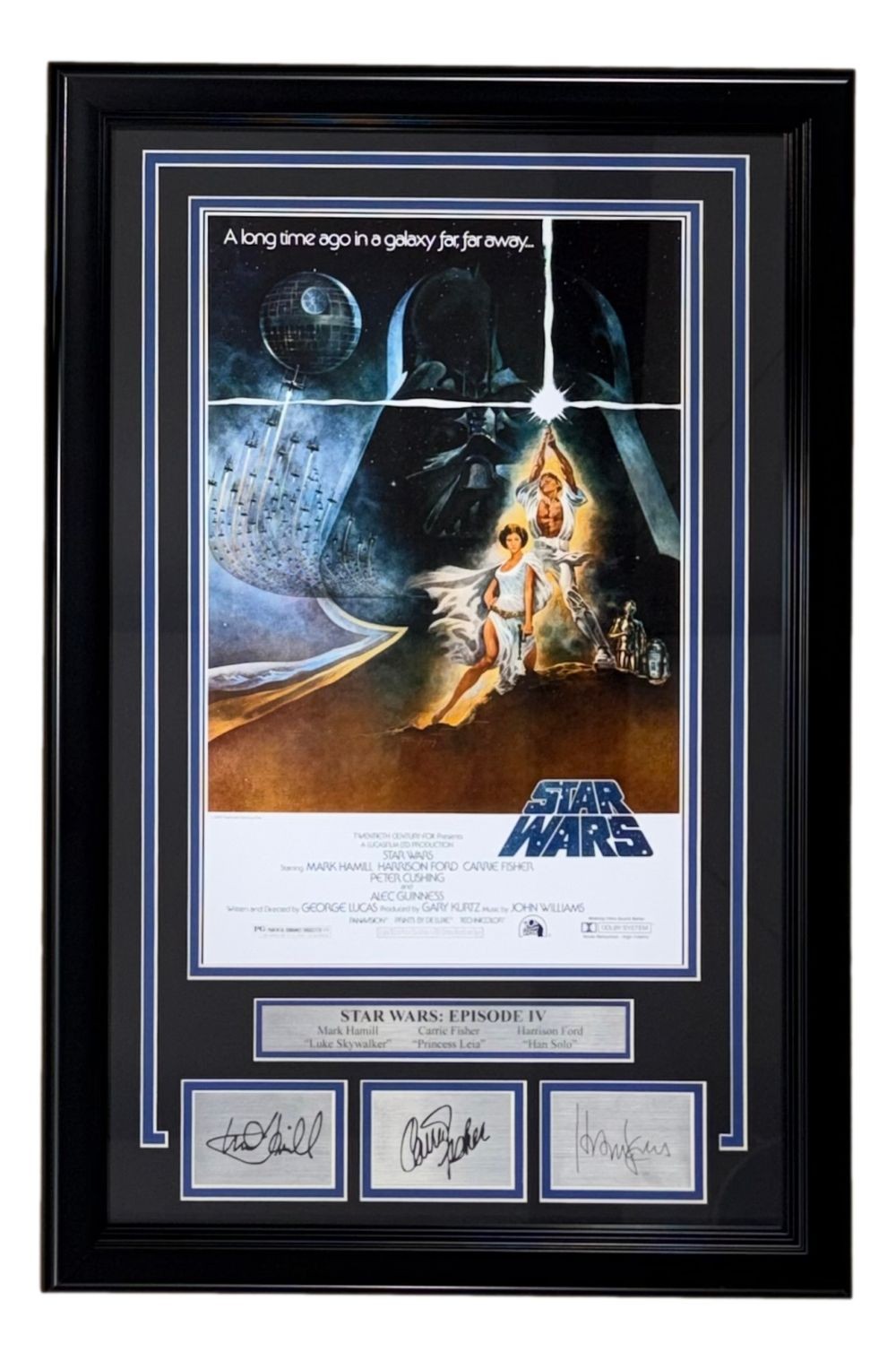 Hamill Fisher Ford Framed 11x17 Star Wars A New Hope Photo w/ Engraved Autos