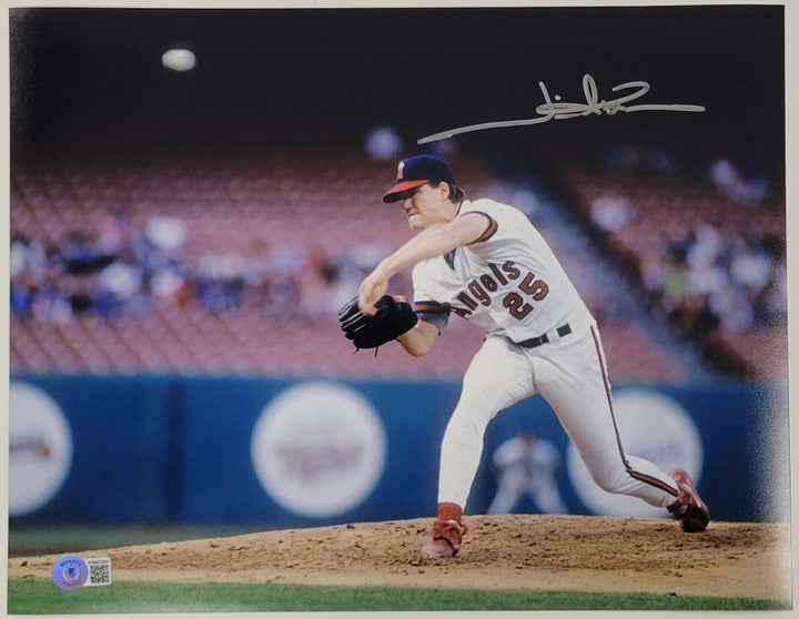 Jim Abbott signed California Angels 11x14 Photo Autograph ~ Beckett BAS Witness