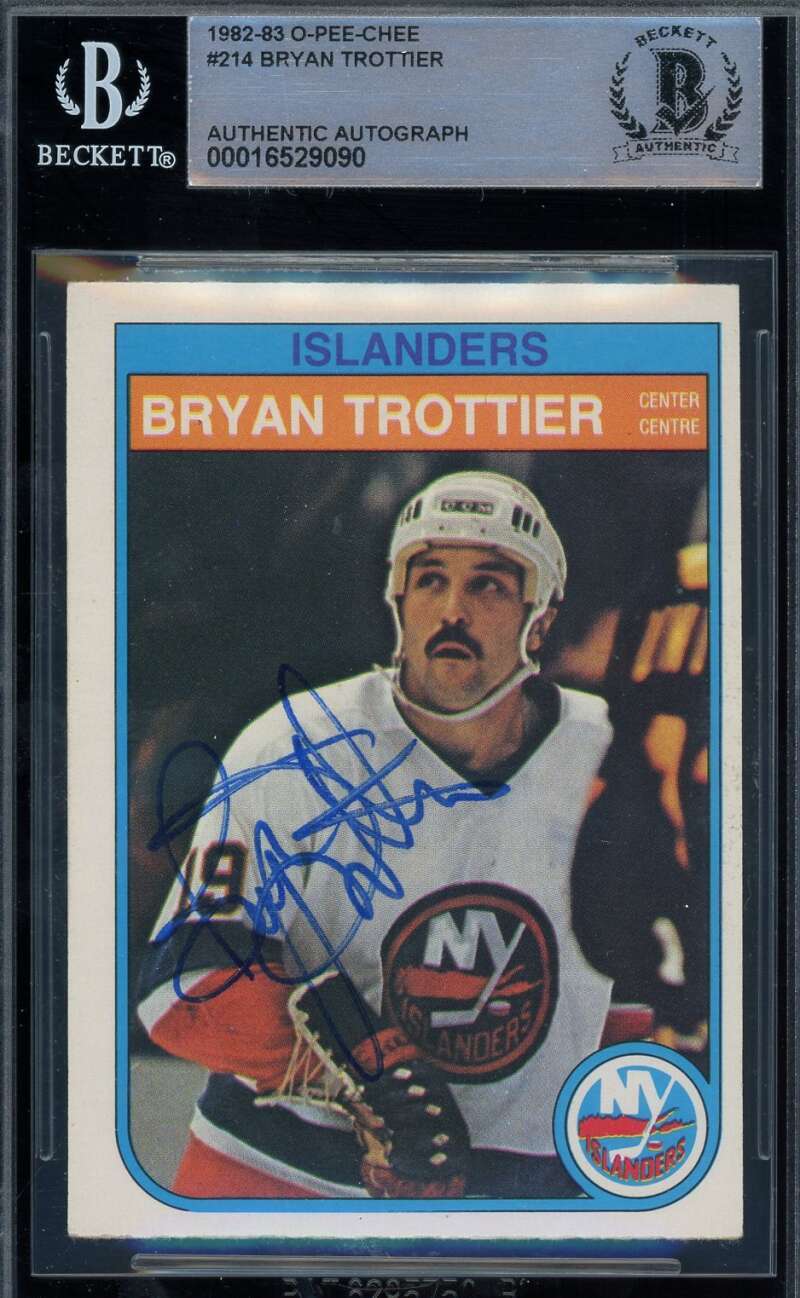 Bryan Trottier Beckett BAS Signed 1982-83 O-Pee-Chee In Action Autograph