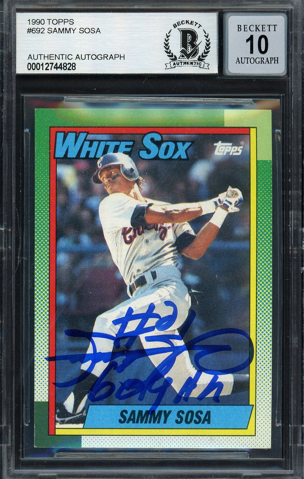 Sammy Sosa Signed 1990 Topps RC #692 Chicago White Sox Auto GM 10 Beckett