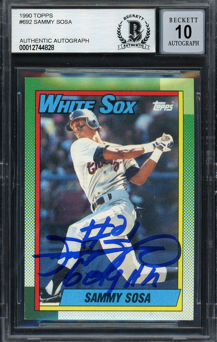 Sammy Sosa Signed 1990 Topps RC #692 Chicago White Sox Auto GM 10 Beckett