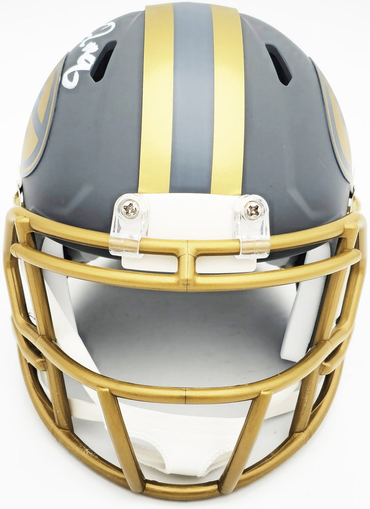 Josh Jacobs Signed Green Bay Packers Slate Gray Speed Mini Helmet Beckett Wit