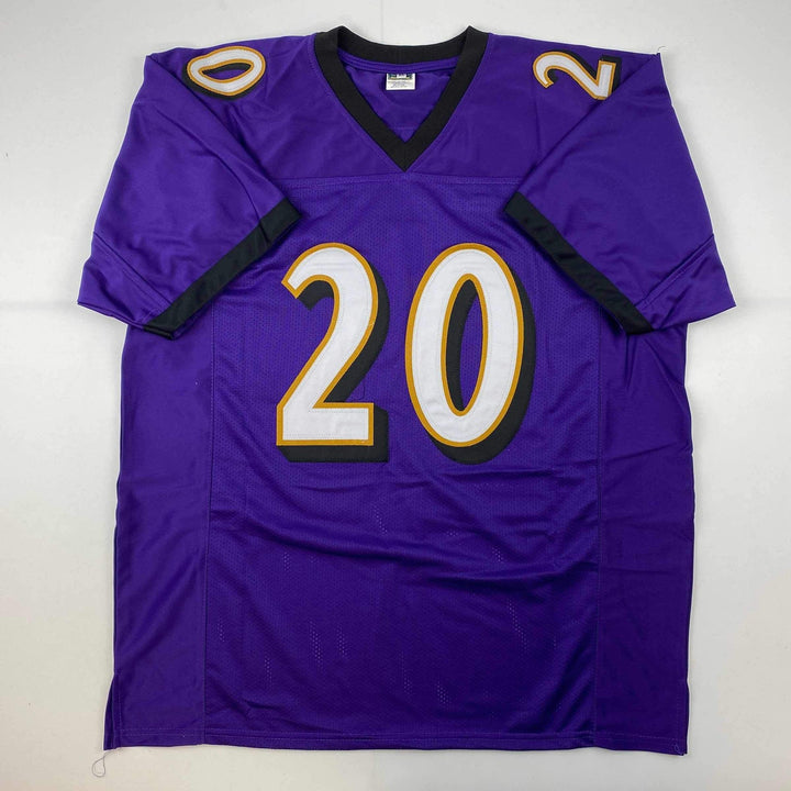 Facsimile Autographed Ed Reed Baltimore Purple Reprint Laser Jersey Size Mens XL