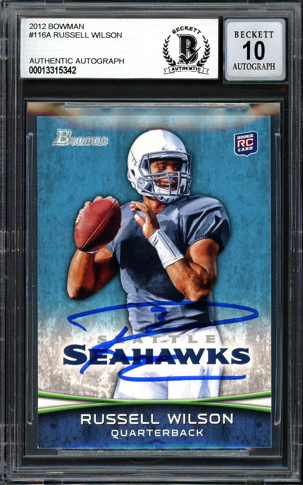 Russell Wilson Signed 2012 Bowman RC 116 Seahawks Auto GM 10 Beckett #13315342