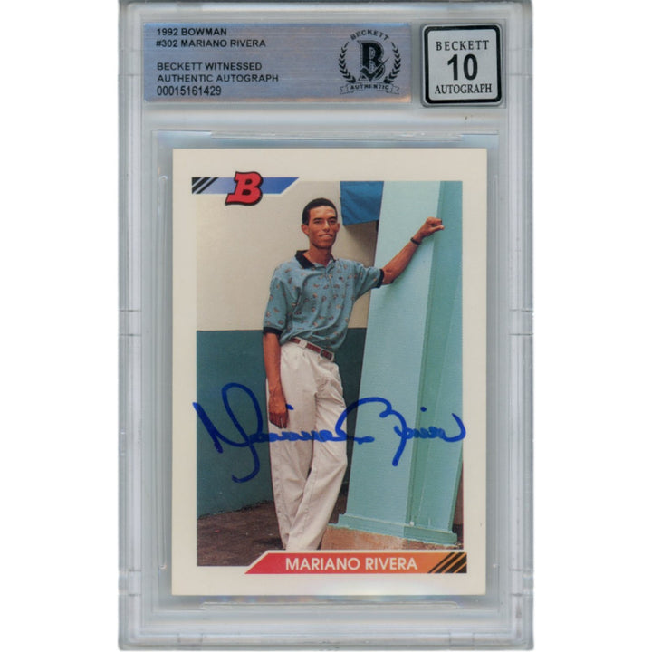Mariano Rivera Autographed 1982 Bowman #302 10 Auto Slabbed Card Beckett 49366