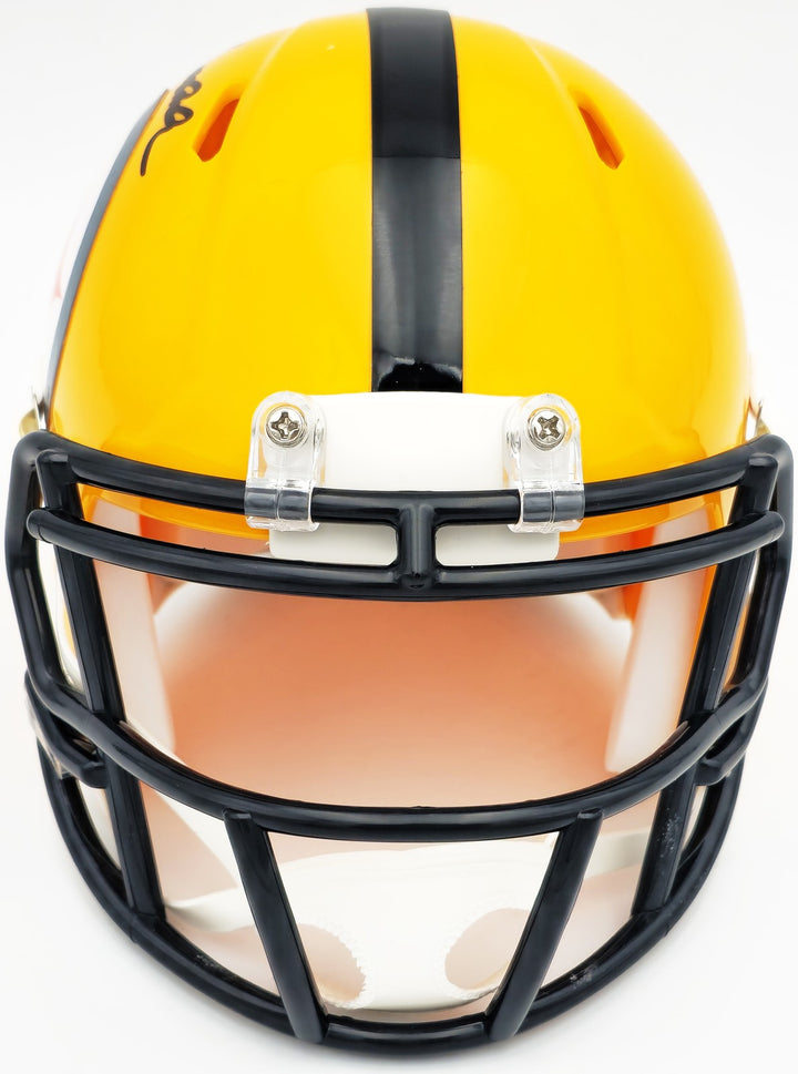 Terry Bradshaw Signed Pittsburgh Steelers Yellow Speed Mini Helmet Beckett Wit