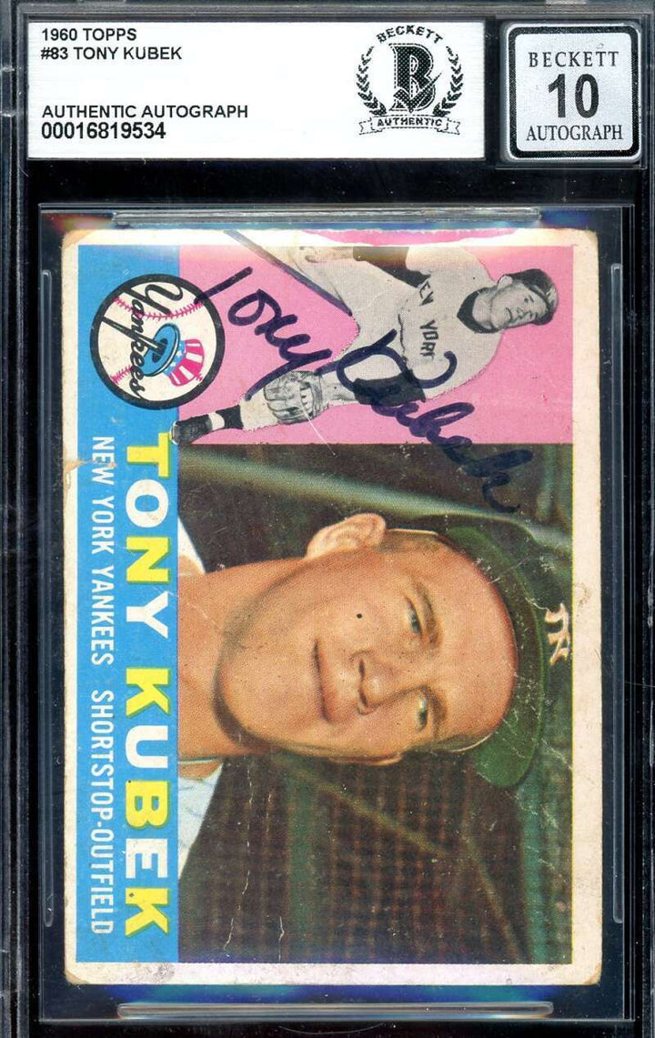 Tony Kubek Gem Mint 10 Beckett BAS Signed 1960 Topps Autograph