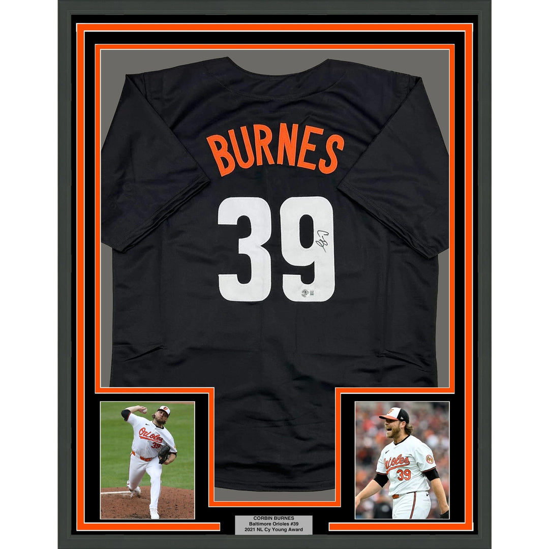 Framed Autographed/Signed Corbin Burnes 35x39 Black City Connect Jersey COA