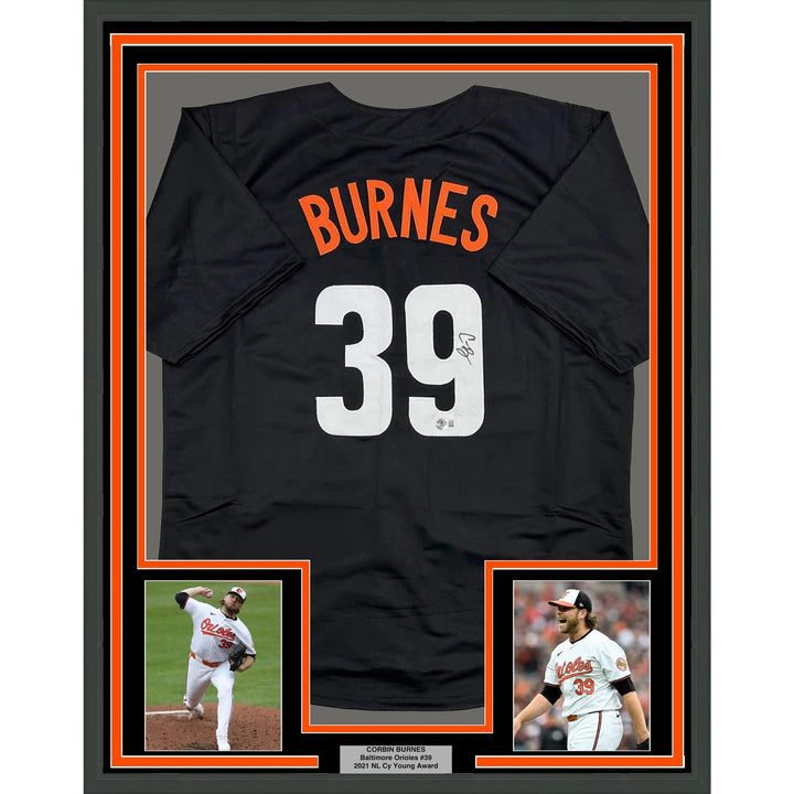 Framed Autographed/Signed Corbin Burnes 35x39 Black City Connect Jersey COA