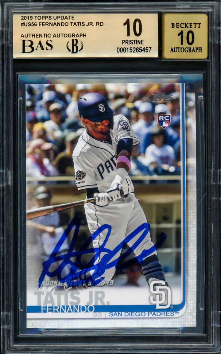 Fernando Tatis Jr Auto Signed 2019 Topps Update RC US56 BGS 10 Sig 10 Beckett