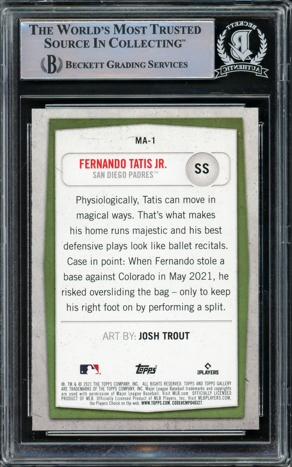 Fernando Tatis Jr. Signed 2021 Topps Gallery Modern Artists Card #MA-1 San