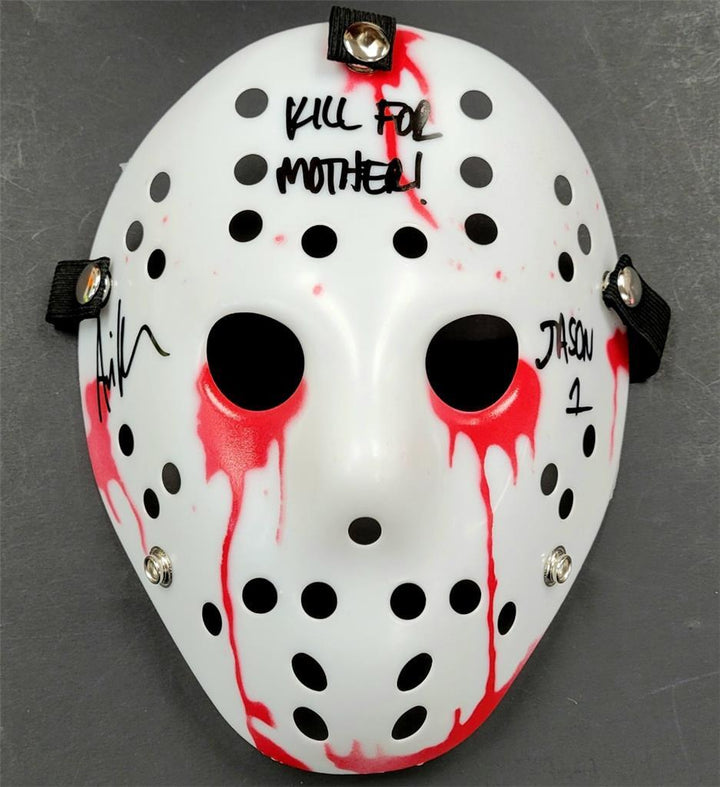 Ari Lehman signed "Kill For Mother" Friday the 13th Mask autograph Beckett BAS