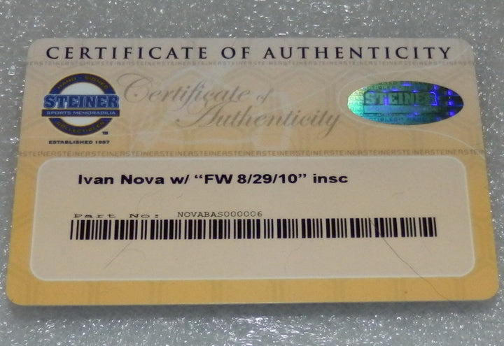 IVAN NOVA SIGNED #47 FIRST NEW YORK YANKEES WIN BASEBALL INSCRIBED FW 8/29/10 NY