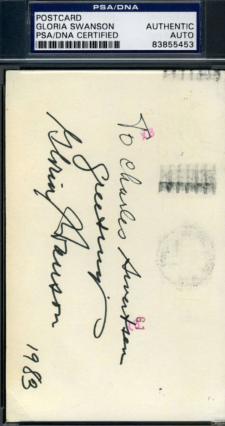 Gloria Swanson Signed Gpc Govt Postcard Psa/dna Autograph